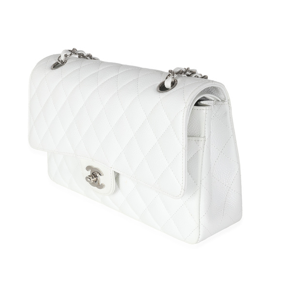 Chanel White Quilted Caviar Medium Classic Double Flap Bag - Picture 3 of 6